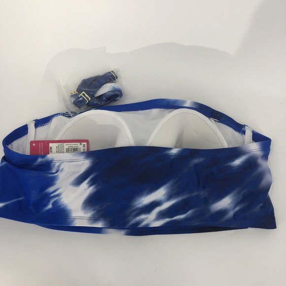 Xhilaration Blue and White Tie Dye Bandeau Bikini Swim Top Women's Plus Sz 20W - Picture 2 of 6